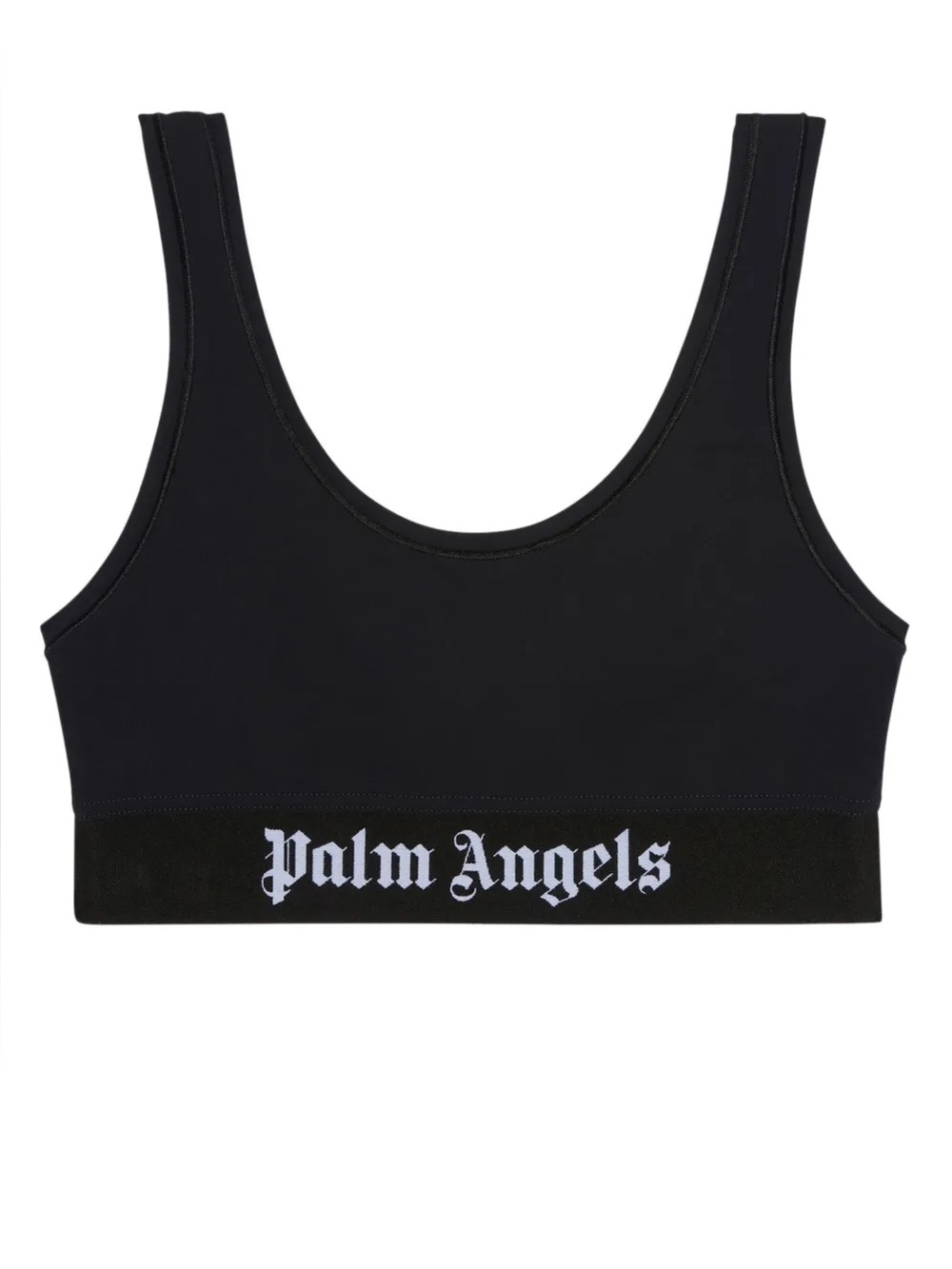 Palm Angels Black Sports Bra with White Logo Band